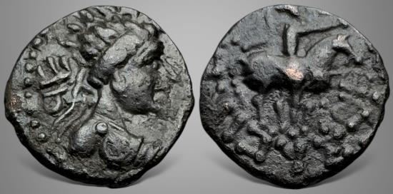 Ancient Coins - India, Kushan Empire. Vima Takto (Soter Megas). (Circa AD 80-100). AE Drachm