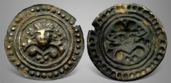 Ancient Coins - Hunnic Tribes, Silk Road Region. Circa 5th-8th centuries. AE Bracteate/Plaquette.