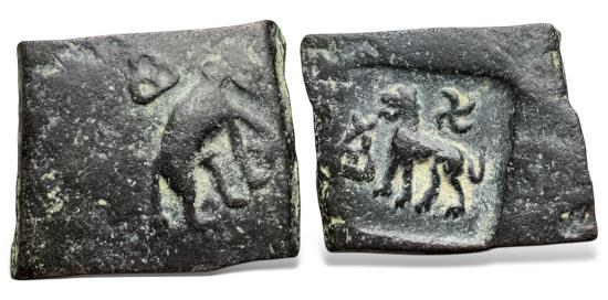 Ancient Coins - India, Taxila local issues, post-Mauryan (Circa 2nd century BC). AE 1½ Karshapana.