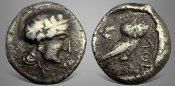 Ancient Coins - Bactrian, Local issues. (Circa 295/3-285/3 BC). AR Drachm. From Oxus region. Rare Type