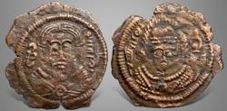 Ancient Coins - Islamic, Arab Sasanian, al-Muhallab b Abi Sufra المهلب بن أبي صفرة (Circa 75-79 AH / 694-698 AD) AE pashiz. RRR