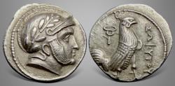Ancient Coins - Bactria, Local issues in the Oxus region, Sophytos Cock series. (Circa 305-294 BC). AR drachm. An exceptionally nice struck
