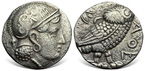 Ancient Coins - Bactrian, Local issues, 'Athenian Series' (Circa 295/3-285/3 BC). AR Didrachm. Rare