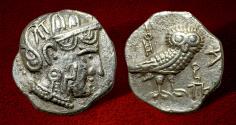 Ancient Coins - Arabia, Southern Kingdom of Saba' 350-250 BC, AR Drachm. Superb example & extremely rare
