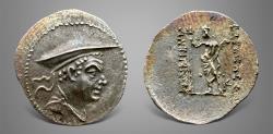 Ancient Coins - Baktrian Kings. Antimachos I. Circa. 174-165 BC. AR Obol. A Superb example.