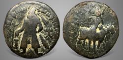 Ancient Coins - India Kushans, Vima Kadphises. (Circa 100-128 AD). AE Tetradrachm.