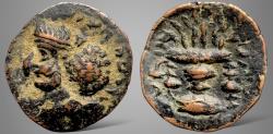 Ancient Coins - Indo-Parthians, Farn-Sasan (150-240 AD). AE Tetradrachm. Freshly unearthed.