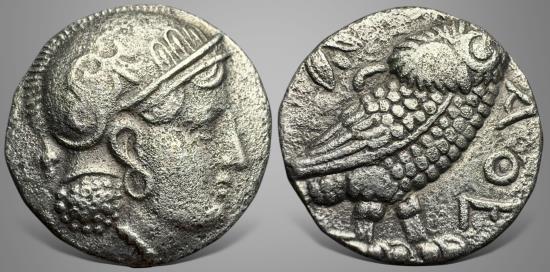 Ancient Coins - Bactrian, Local issues, 'Athenian Series' (Circa 295/3-285/3 BC). AR Didrachm. Rare