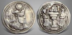 Ancient Coins - Sasanian Kings, Varhran or Bahram IV (388-399 AD). AR Drachm. Rare mint
