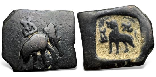 Ancient Coins - India, Taxila local issues, post-Mauryan (Circa 2nd century BC). AE 1½ Karshapana.