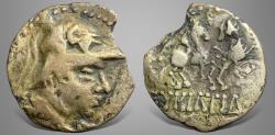 Ancient Coins - Baktria, Greco-Baktrian Kingdom. Eukratides I. (Circa 170-145 BC). AR Drachm.