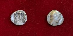 Ancient Coins - Baktria, Greco-Baktrian Kingdom. Eukratides I Megas. Circa 170-145 BC. AR Obol