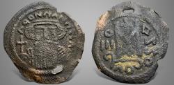 Ancient Coins - Islamic, Arab Sasanian, Byzantine style, Anonymous, (Circa70-90 AH / 690-710 AD) AE Pashiz. RR