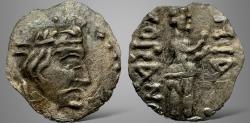 Ancient Coins - India, Kushans, Heraios/Kujula Kadphises (Circa 1-50 AD). AR Obol. Very Rare