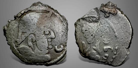 Ancient Coins - Central Asia, Hunnic Tribes, Western Turk, Yabghus of Takharistan, (Cira 600-680 AD) AE Unit. Very Rare