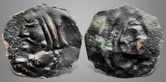 Ancient Coins - Hunnic Tribes, Central Asia. Silk Road Region, Local Issue (Circa 4th-6th Century AD) AE Bracteate. RRR