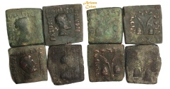 Ancient Coins -  Indo-Greek Kingdom. Antialkidas. Circa 115-95 BC. AE Square Hemiobol Lot of 4