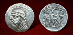 Ancient Coins - Parthian King, Mithradates II. 121-91 B.C. AR Drachm.