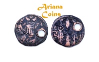 Ancient Coins - Islamic, Arab Sasanian Tegin, ca. 700-720, AE fals. Gyselen recognizes it as Arab-Sasanian RRR
