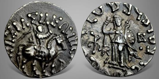 Ancient Coins - Indo-Skythians, Azes. (Circa 35-12 BC). AR Drachm. Rare
