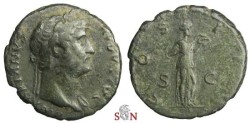 Ancient Coins - Hadrianus As - Salus standing right - RIC 669