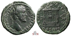 Ancient Coins - Antoninus Pius As - TEMPLVM DIV AVG REST - octostyle temple - RIC 1040