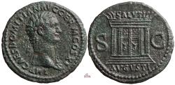 Ancient Coins - Domitianus As - SALVTI AVGVSTI - altar with closed doors - RIC 305
