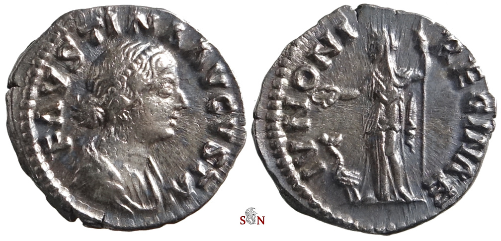 Faustina II Denarius - IVNONI REGINAE - RIC 695 | Roman Imperial Coins