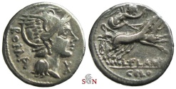 Ancient Coins - L. Flaminius Chilo Denarius - Victory driving biga - Crawford 302/1