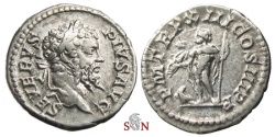 Ancient Coins - Septimius Severus Denarius - Jupiter standing left - RIC 196