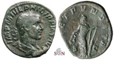 Ancient Coins - Philippus I Arabs Sestertius - LAET FVNDATA S C - RIC 175 a