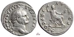 Ancient Coins - Vespasianus Denarius - PON MAX TR P COS V - RIC 702
