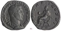 Ancient Coins - Philippus I. Sestertius - emperor seated left - RIC 148a