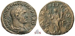 Ancient Coins - Philippus I Sestertius - Felicitas standing left - RIC 149a