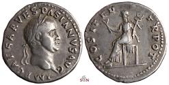 Ancient Coins - Vespasianus Denarius - Pax seated left - RIC 10