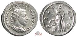 Ancient Coins - Philippus I. Antoninianus - Salus feeding snake - RIC 47