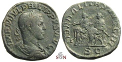 Ancient Coins - Philippus II Sestertius - LIBERALITAS AVGG III - RIC 267a