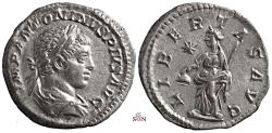 Ancient Coins - Elagabalus Denarius - LIBERTAS AVG - RIC 107