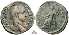 Ancient Coins - Severus Alexander Sestertius - IVSTITIA AVGVSTI - RIC 563 b