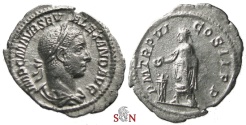 Ancient Coins - Severus Alexander Denarius - Emperor sacrificing over altar - RIC 70