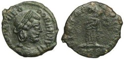 Ancient Coins - Theodora AE 4 - PIETAS ROMANA - Trier mint - RIC 56