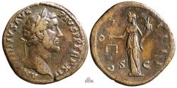 Ancient Coins - Antoninus Pius Sestertius - COS IIII - Aequitas - RIC 855