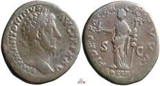 Ancient Coins - Marcus Aurelius Sestertius - FIDES EXERCITVVM - RIC 998