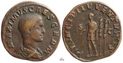 Ancient Coins - Maximus Caesar Sestertius - PRINCIPI IVVENTVTIS - RIC 13