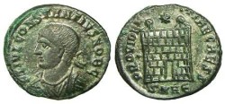Ancient Coins - Constantius II Follis - Campgate - Heraclea mint - RIC 65
