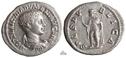 Ancient Coins - Diadumenian Denarius - SPES PVBLICA - RIC 116