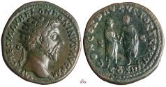 Ancient Coins - Marc Aurel Dupondius - Aurelius and Verus - RIC 279