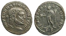 Ancient Coins - Maximianus Herculius AE Quarter Follis - Genius standing left - RIC 146