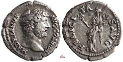 Ancient Coins - Hadrianus Denarius - FELICITAS AVG - RIC 233