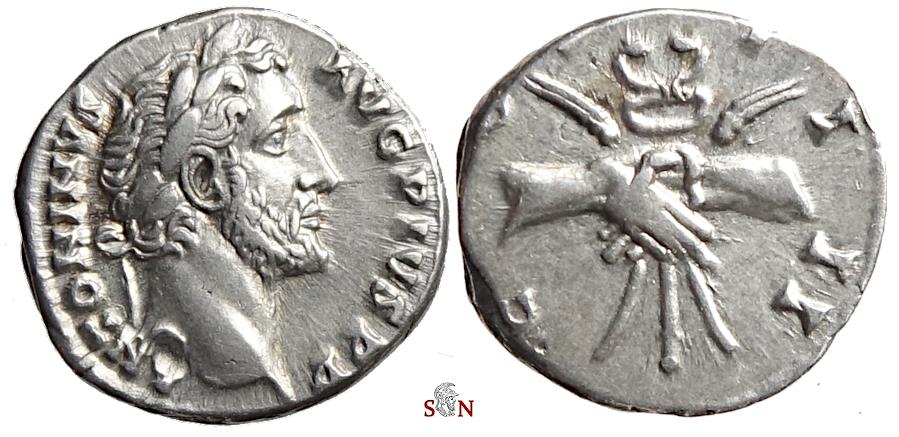 【レア美品】RESPECTUS PANIS II　レスペクチュス・パニス　2 Antoninus Pius Denarius - clasped hands - RIC 136 | Roman Imperial